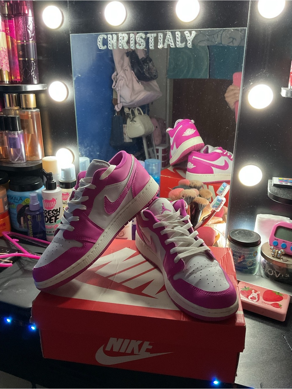 Nike Women’s Low-Top Sneakers in Pink and White